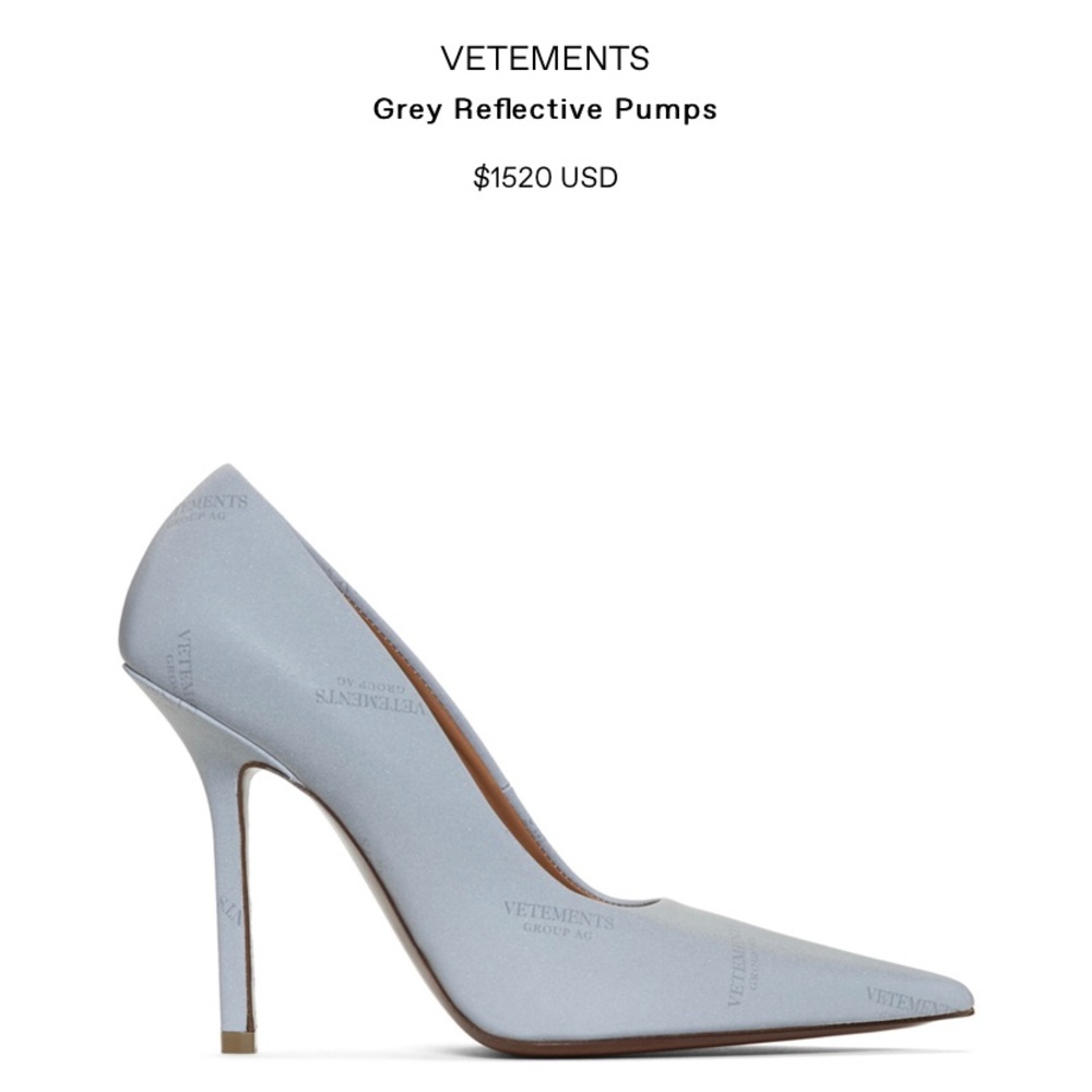 Vetements Grey Reflective Pumps